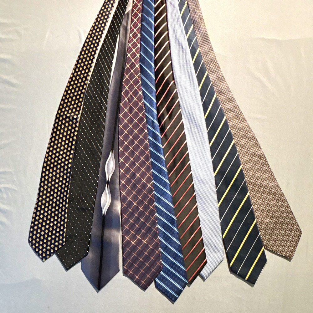 Lot of 9 Mens Neckties Michael Kors Club Room Geoffrey Beene Silk Mixed Patterns